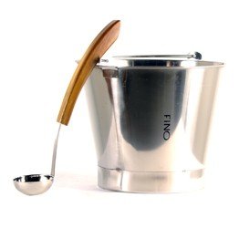 2.5 Gallon Stainless Steel Sauna Bucket and Matching Ladle for Saunas 
