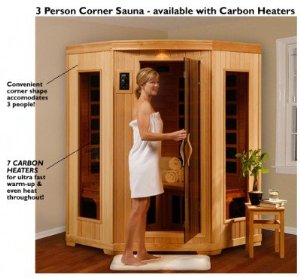Radiant Saunas BSA2412 3-Person Hemlock Infrared Sauna with 7 Carbon Corner Heaters 