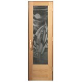 Douglas Fir Sauna Door 24and#34; x 80and#34; with 16and#34; x 60 and#34; Sailboat Image Glass